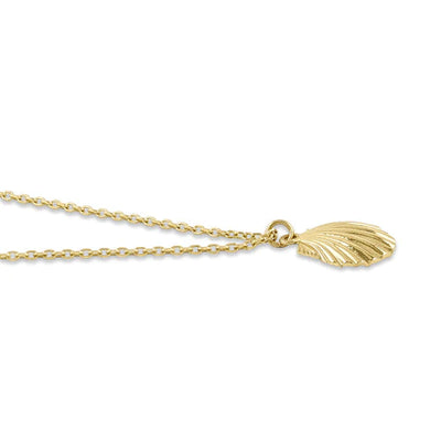 Solid 14K Yellow Gold Clam Shell Necklace - Shryne Diamanti & Co.