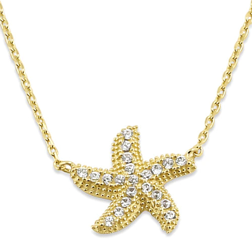 Solid 14K Yellow Gold Lab Diamonds Starfish Necklace - Shryne Diamanti & Co.