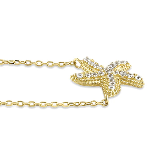 Solid 14K Yellow Gold Lab Diamonds Starfish Necklace - Shryne Diamanti & Co.