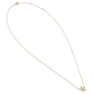 Solid 14K Yellow Gold Lab Diamonds Starfish Necklace - Shryne Diamanti & Co.