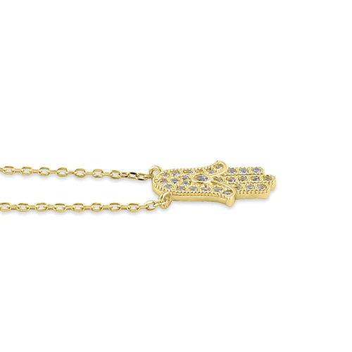 Solid 14K Yellow Gold Hamsa LAB Necklace - Shryne Diamanti & Co.