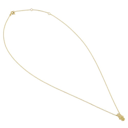 Solid 14K Yellow Gold Hamsa LAB Necklace - Shryne Diamanti & Co.