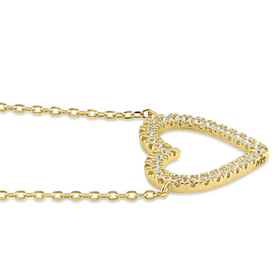 Solid 14K Yellow Gold Open Heart Lab Diamonds Necklace - Shryne Diamanti & Co.