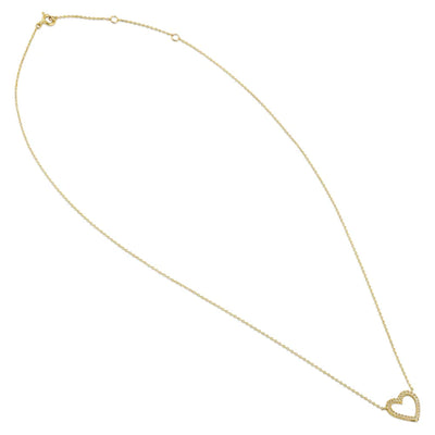 Solid 14K Yellow Gold Open Heart Lab Diamonds Necklace - Shryne Diamanti & Co.