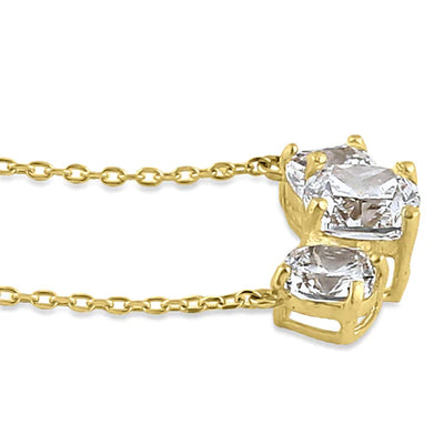 Solid 14K Yellow Gold Triple Cushion Lab Diamonds Necklace - Shryne Diamanti & Co.