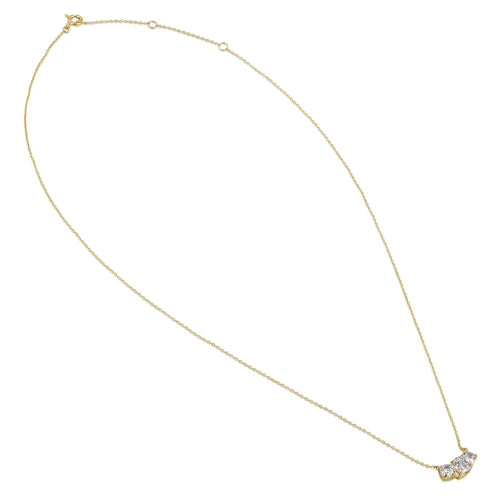 Solid 14K Yellow Gold Triple Cushion Lab Diamonds Necklace - Shryne Diamanti & Co.