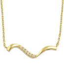 Solid 14K Yellow Gold Curved Lab Diamonds Necklace - Shryne Diamanti & Co.