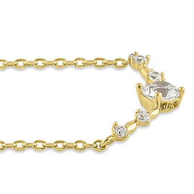 Solid 14K Yellow Gold Trendy V Lab Diamonds Necklace - Shryne Diamanti & Co.