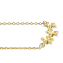 Solid 14K Gold Triple Plumeria with Clear Lab Diamonds Necklace - Shryne Diamanti & Co.