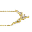 Solid 14K Gold Elegant Royal Marquise with Clear Lab Diamonds Necklace - Shryne Diamanti & Co.