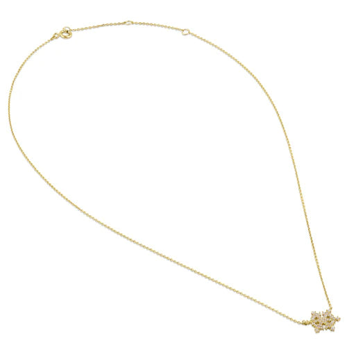 Solid 14K Gold Snowflake with Clear Lab Diamonds Necklace - Shryne Diamanti & Co.
