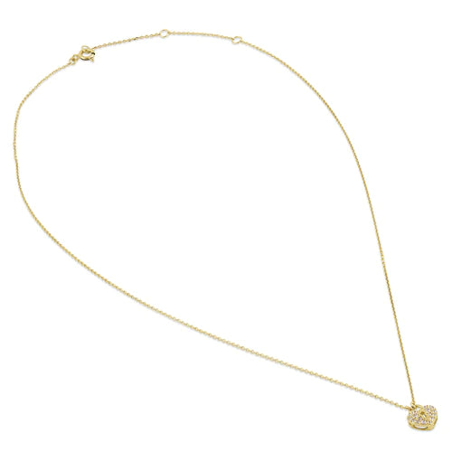 Solid 14K Gold Heart Lock with Clear Lab Diamonds Necklace - Shryne Diamanti & Co.