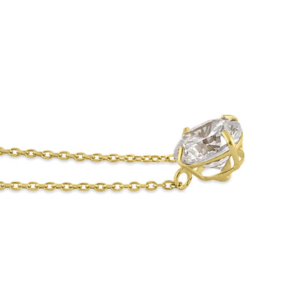 Solid 14K Gold 6.5mm Round Clear Lab Diamonds Necklace - Shryne Diamanti & Co.