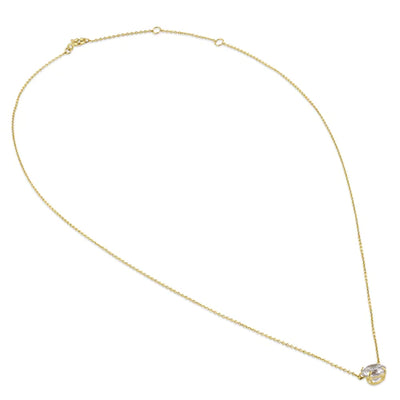 Solid 14K Gold 6.5mm Round Clear Lab Diamonds Necklace - Shryne Diamanti & Co.