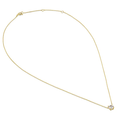 Solid 14K Gold 5.0mm Round Clear Lab Diamonds Necklace - Shryne Diamanti & Co.