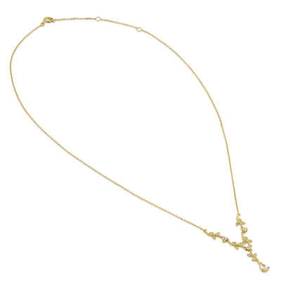 Solid 14K Gold Elegant Vine with Clear Lab Diamonds Necklace - Shryne Diamanti & Co.