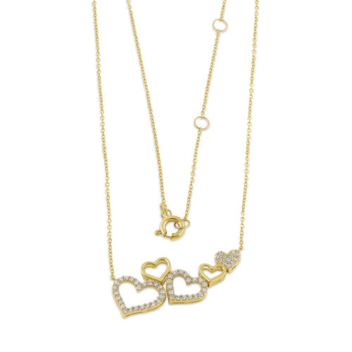 Solid 14K Heart Cluster Lab Diamonds Necklace - Shryne Diamanti & Co.