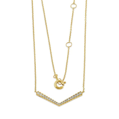 Solid 14K Chevron Lab Diamonds Necklace - Shryne Diamanti & Co.