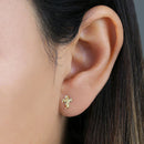 Solid 14K Yellow Gold Cross Earrings - Shryne Diamanti & Co.
