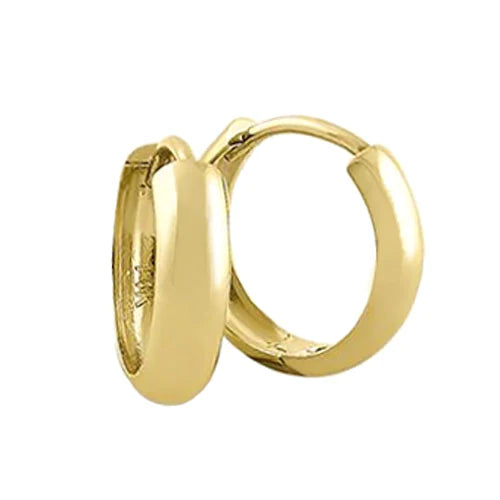 Solid 14K Yellow Gold 4mm x 12mm Plain Hoop Earrings - Shryne Diamanti & Co.