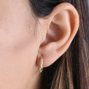 Solid 14K Yellow Gold 1.5mm x 14mm Diamond Cut Hoop Earrings - Shryne Diamanti & Co.
