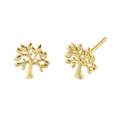 Solid 14K Yellow Gold Tree of Life Stud Earrings - Shryne Diamanti & Co.