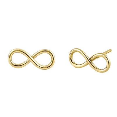 Solid 14K Yellow Gold Infinity Stud Earrings - Shryne Diamanti & Co.