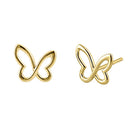 Solid 14K Yellow Gold Simple Butterfly Stud Earrings - Shryne Diamanti & Co.