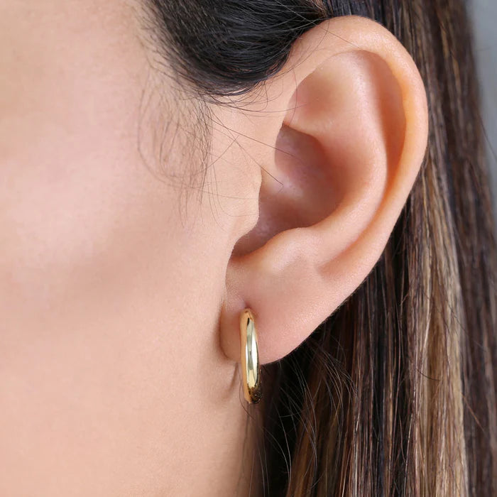Solid 14K Yellow Gold 3 x 14mm Hoop Earrings - Shryne Diamanti & Co.