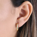 Solid 14K Yellow Gold 3 x 18mm Hoop Earrings - Shryne Diamanti & Co.