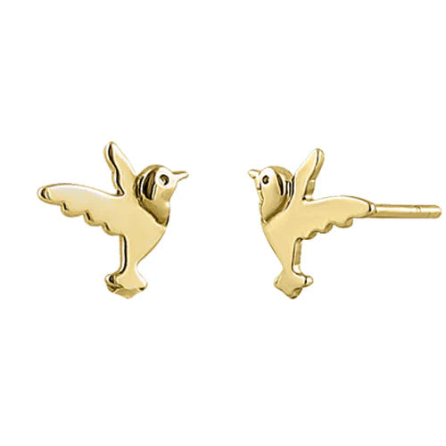 Solid 14K Yellow Gold Dove Earrings - Shryne Diamanti & Co.