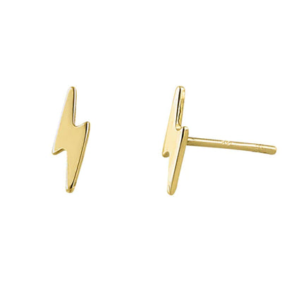 Solid 14K Yellow Gold Bolt Earrings - Shryne Diamanti & Co.