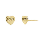 Solid 14K Yellow Gold Solid Heart with Love Inscription Earrings - Shryne Diamanti & Co.