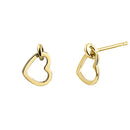 Solid 14K Yellow Gold Dangle Heart Earrings - Shryne Diamanti & Co.