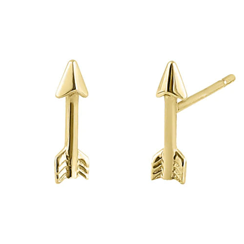 Solid 14K Yellow Gold Trendy Arrow Earrings - Shryne Diamanti & Co.