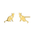 Solid 14K Yellow Gold Cat with Heart Earrings - Shryne Diamanti & Co.