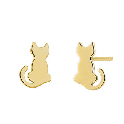 Solid 14K Yellow Gold Kitten Façade Earrings - Shryne Diamanti & Co.