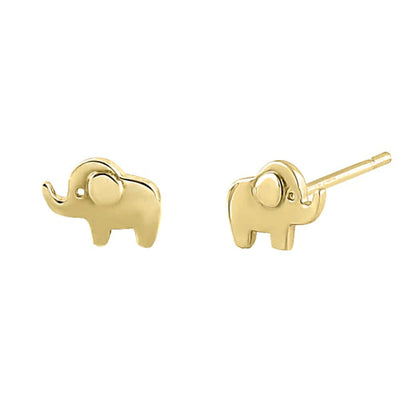 Solid 14K Yellow Gold Elephant Earrings - Shryne Diamanti & Co.