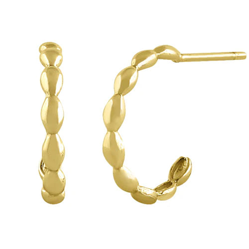 Solid 14K Yellow Gold Wavy Hoop Earrings - Shryne Diamanti & Co.