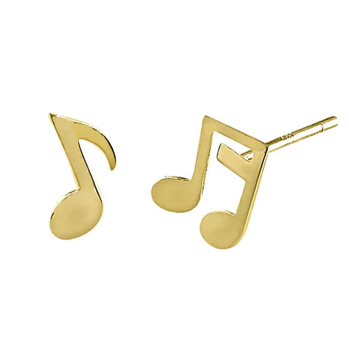 Solid 14K Yellow Gold Music Notes Earrings - Shryne Diamanti & Co.