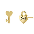 Solid 14K Yellow Gold Key To My Heart Earrings - Shryne Diamanti & Co.