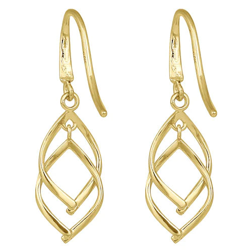 Solid 14K Yellow Gold Overlapping Hook Earrings - Shryne Diamanti & Co.