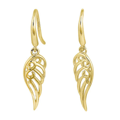 Solid 14K Yellow Gold Elegant Wings Earrings - Shryne Diamanti & Co.