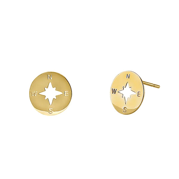 Solid 14K Yellow Gold Compass Earrings - Shryne Diamanti & Co.