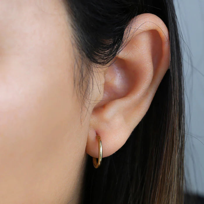 Solid 14K Yellow Gold Half Loop Earrings - Shryne Diamanti & Co.