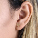 Solid 14K Yellow Gold & Rose Gold Double Butterfly Earrings - Shryne Diamanti & Co.