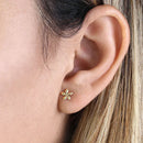 Solid 14K Yellow Gold Pinwheel Flower Earrings - Shryne Diamanti & Co.