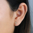 Solid 14K Yellow Gold Cross Outline Earrings - Shryne Diamanti & Co.