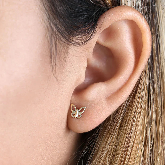 Solid 14K Yellow Gold Graceful Butterfly Earrings - Shryne Diamanti & Co.