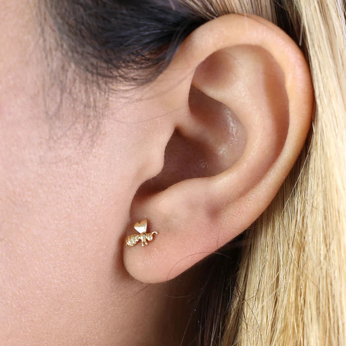Solid 14K Yellow Gold Bee Earrings - Shryne Diamanti & Co.